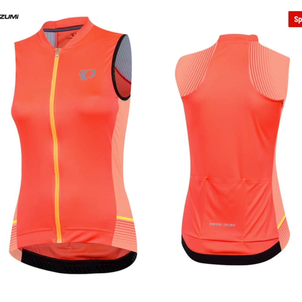 NWT Pearl Izumi Elite Pursuit Sleeveless Road Jersey, Wmns, Firey Coral Diffuse